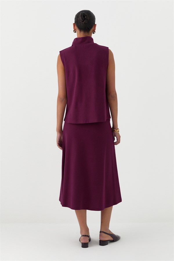 Triko Görünümlü Örme Bluz Bordo