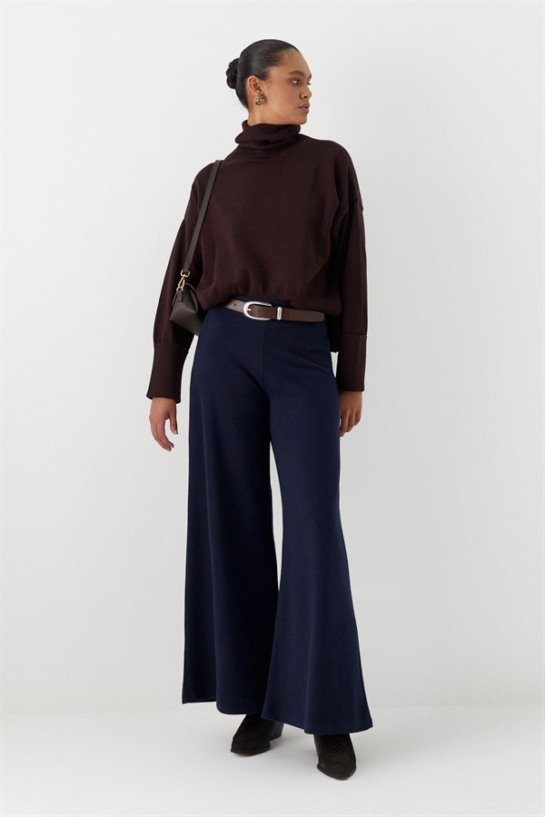 Triko Görünümlü Örme Pantolon Lacivert