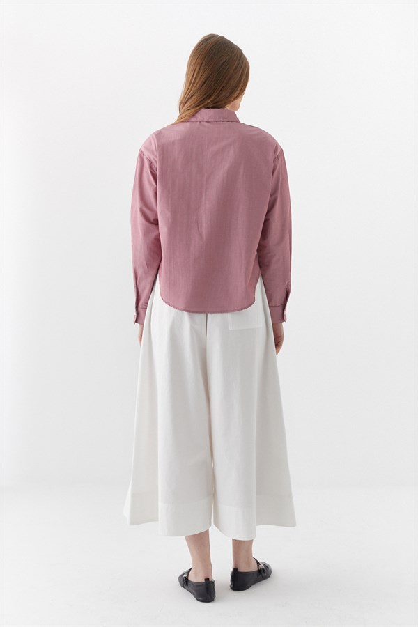 Vatkalı Çizgili Gömlek Kırmızı