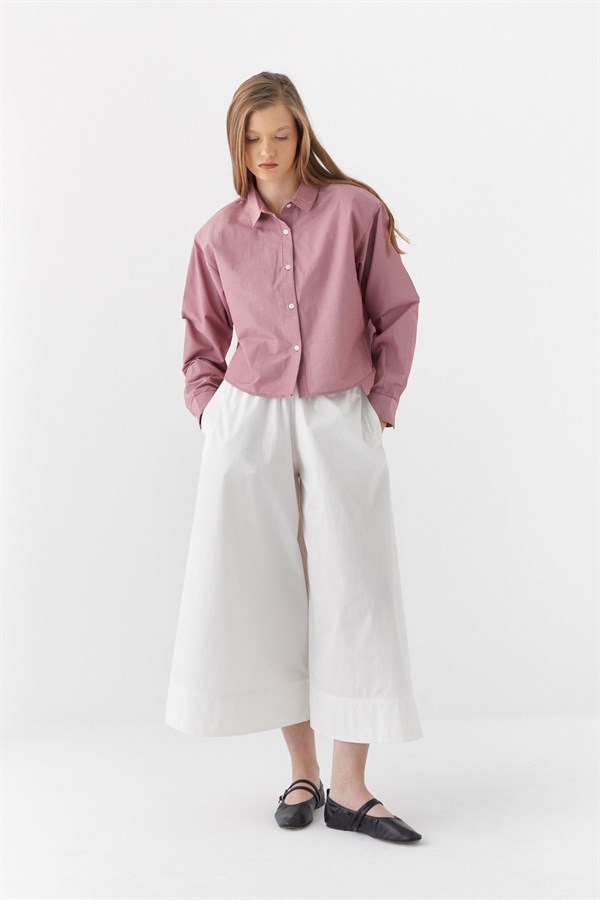 Vatkalı Çizgili Gömlek Kırmızı