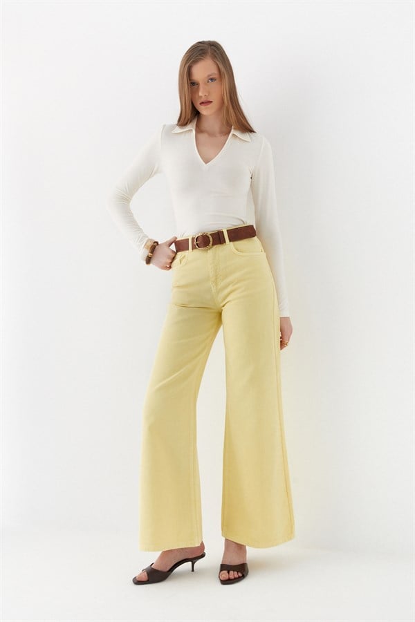 Wide Leg Pantolon Sarı