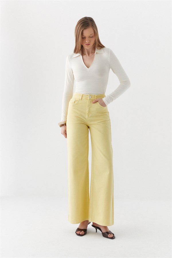 Wide Leg Pantolon Sarı