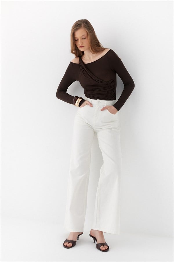 Wide Leg Pantolon Taş