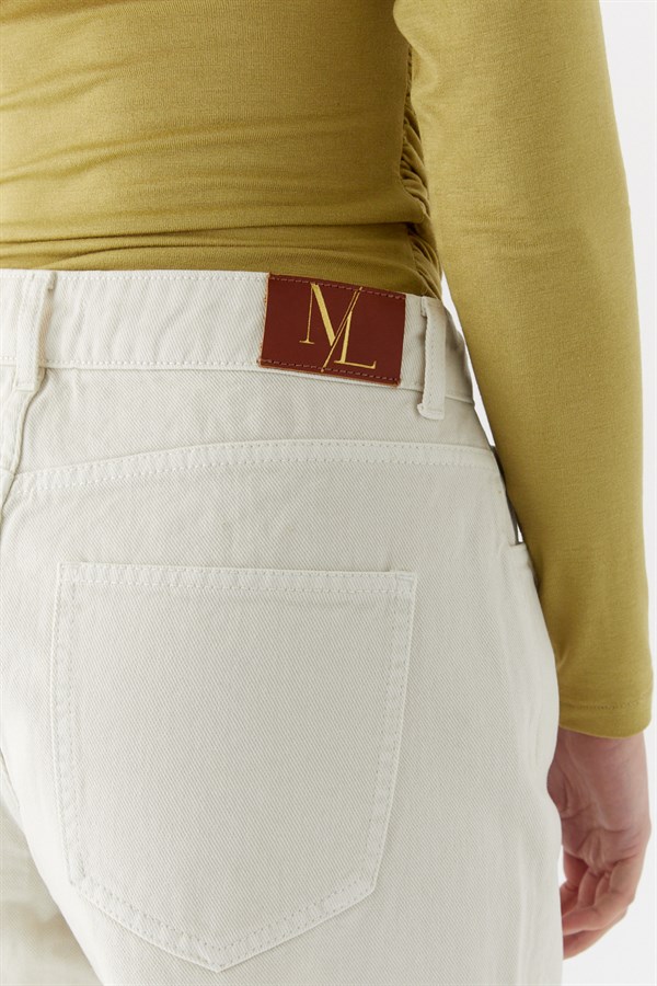 Yüksek Bel Bermuda Şort Taş