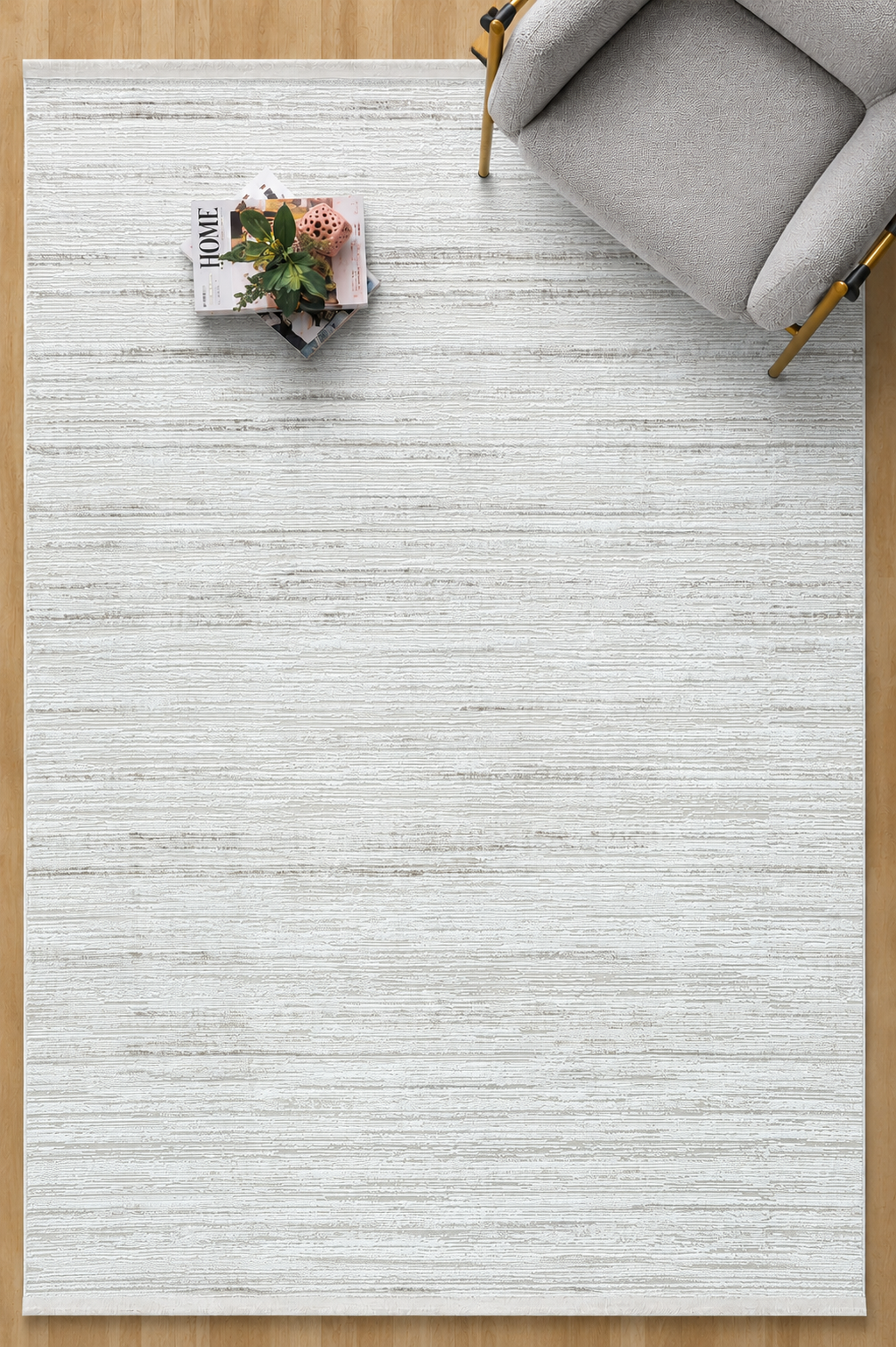 Bambum Soft 1002 Bej Düz Desen Modern Bambu Saten Kaymaz Taban Yıkanabilir Salon Mutfak Halısı