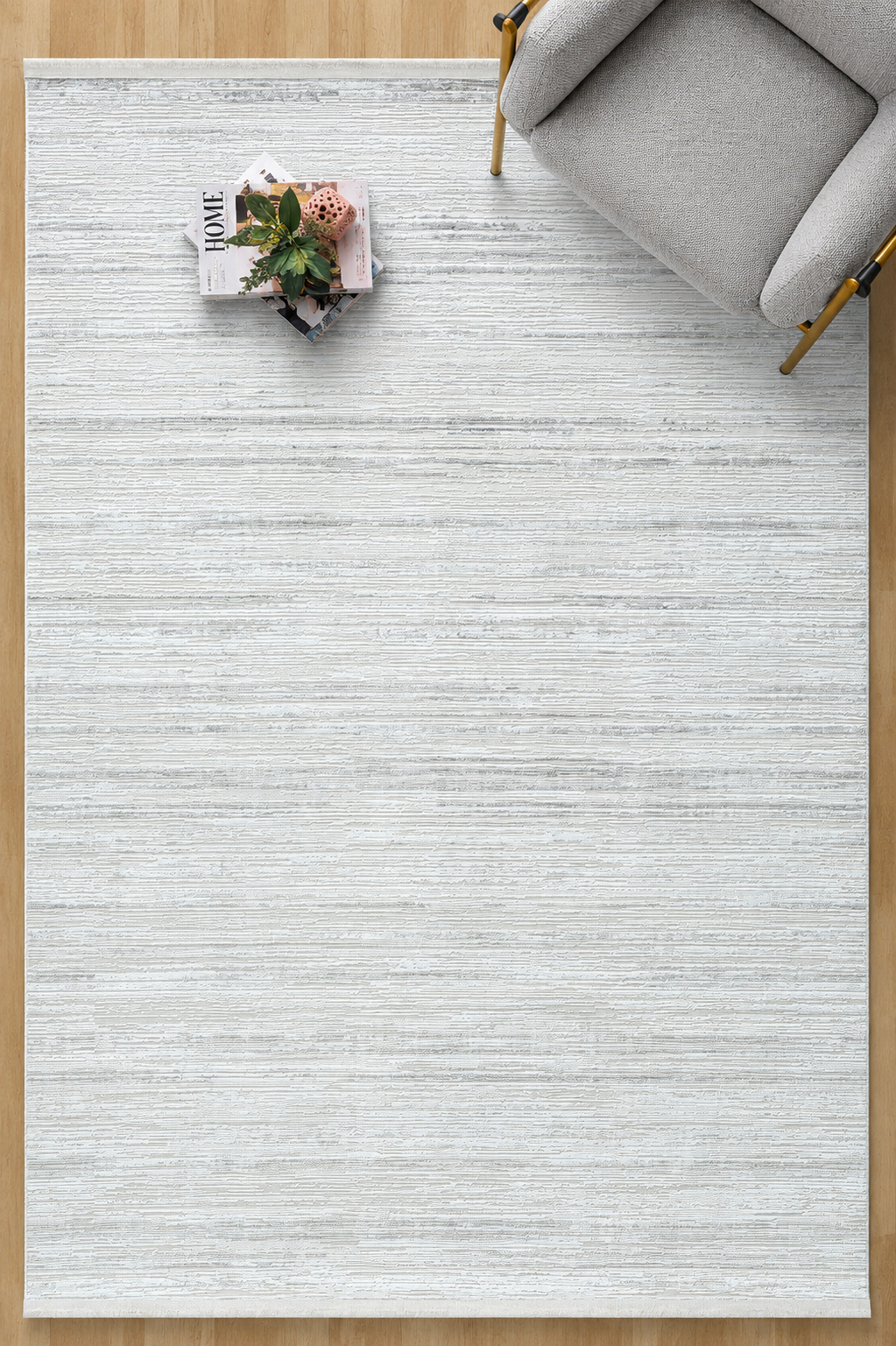 Bambum Soft 1002 Gri Düz Desen Modern Bambu Saten Kaymaz Taban Yıkanabilir Salon Mutfak Halısı