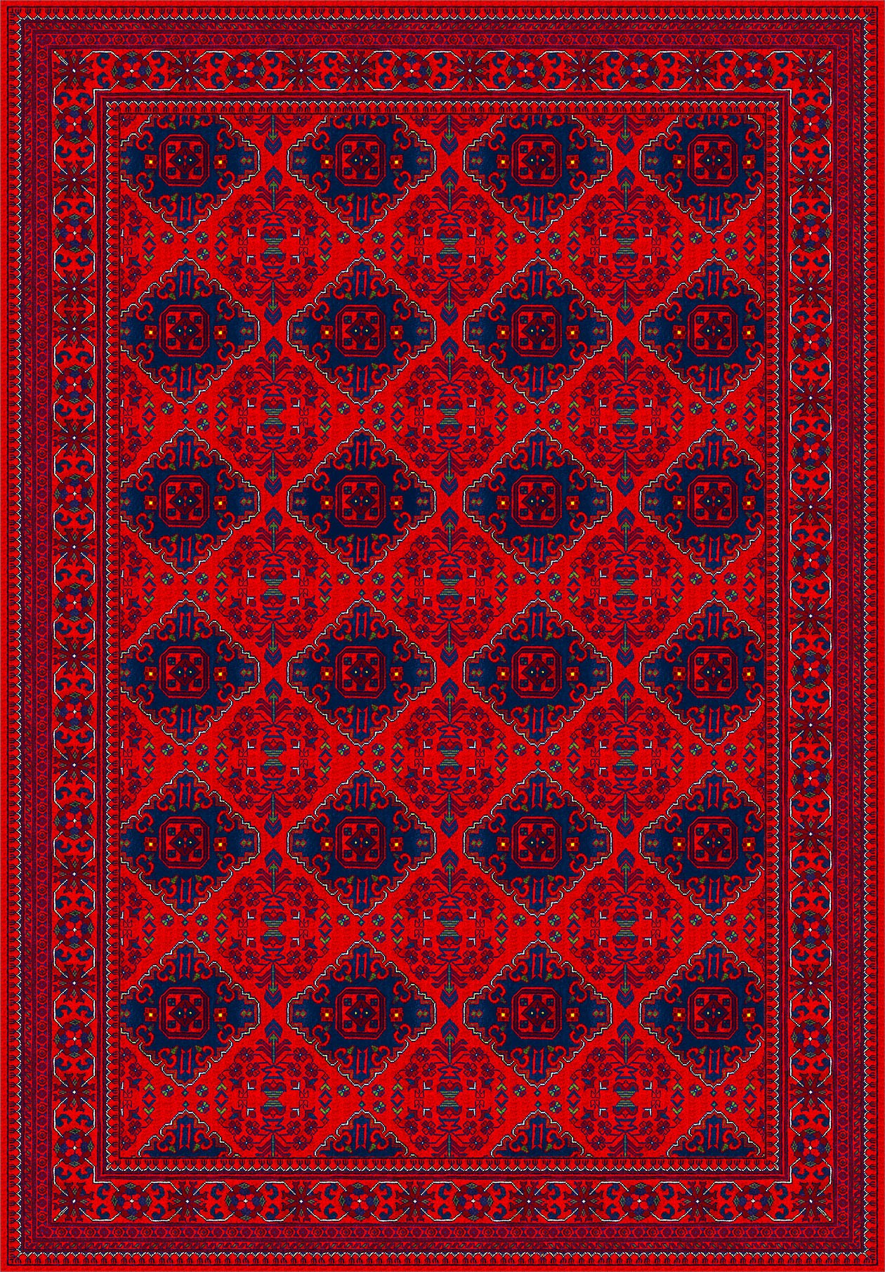 Bordo Afgan Halısı Etnik Otantik Desenli Şönil Halı Kaymaz Taban Yıkanabilir Salon Oturma Odası Halısı M1010