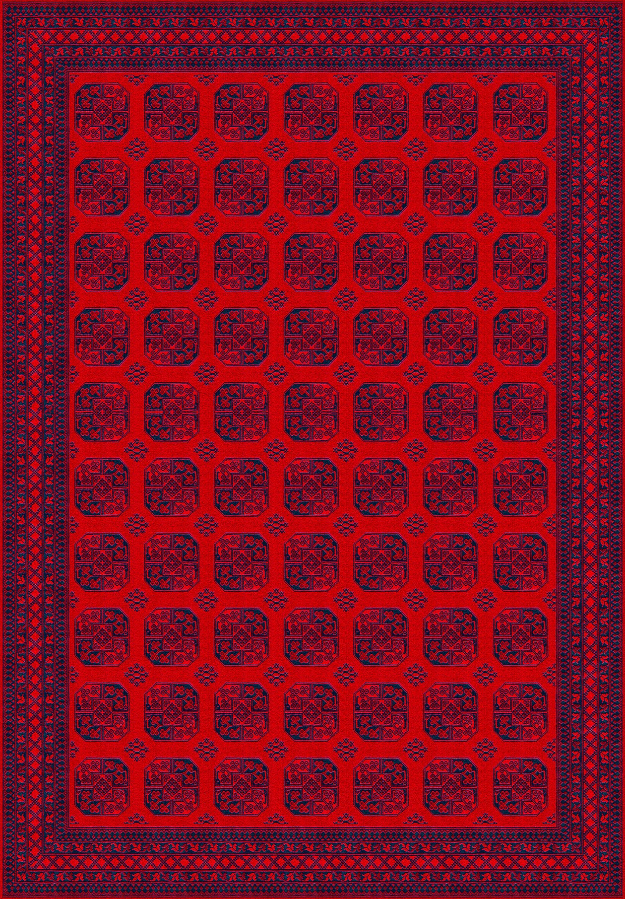 Bordo Afgan Halısı Etnik Otantik Desenli Şönil Halı Kaymaz Taban Yıkanabilir Salon Oturma Odası Halısı M1007
