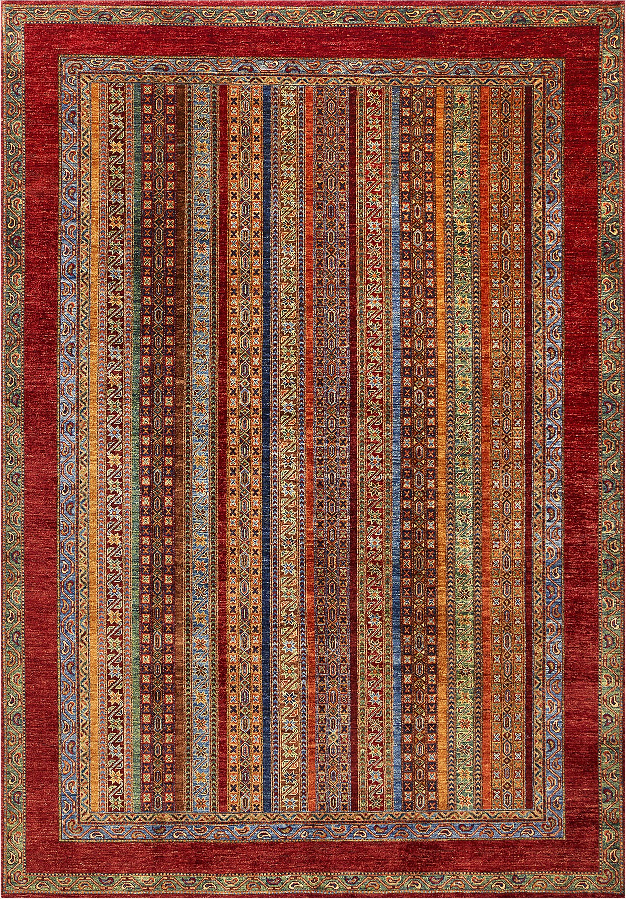 Bordo Afgan Halısı Etnik Otantik Desenli Şönil Halı Kaymaz Taban Yıkanabilir Salon Oturma Odası Halısı M1232