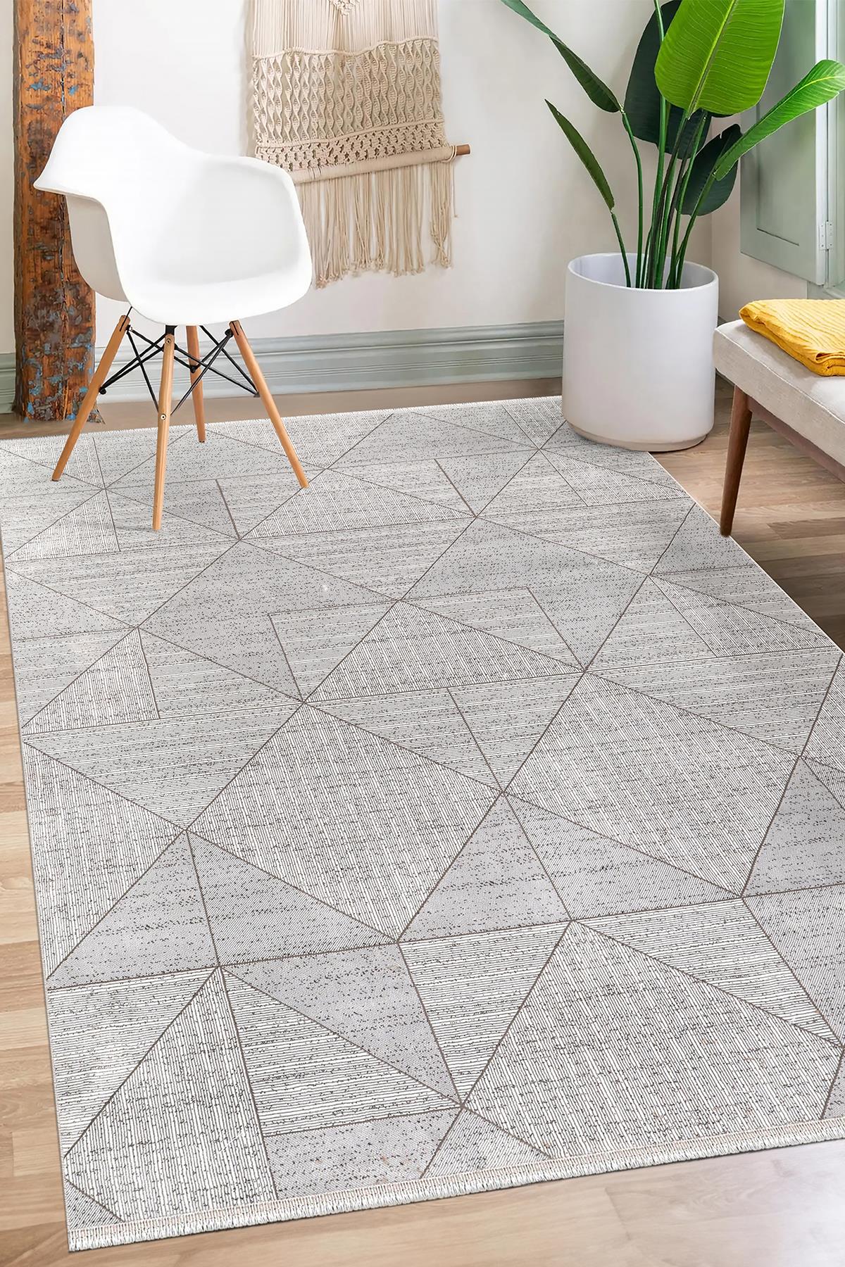 Gri Bambu Halı – Modern İskandinav, Kaymaz ve Leke TutmazSARAZ HALIBambu Saten Halı Kilim Salon Mutfak Koridor Yolluk Dokuma Makine Halısı Petra 4 Gri