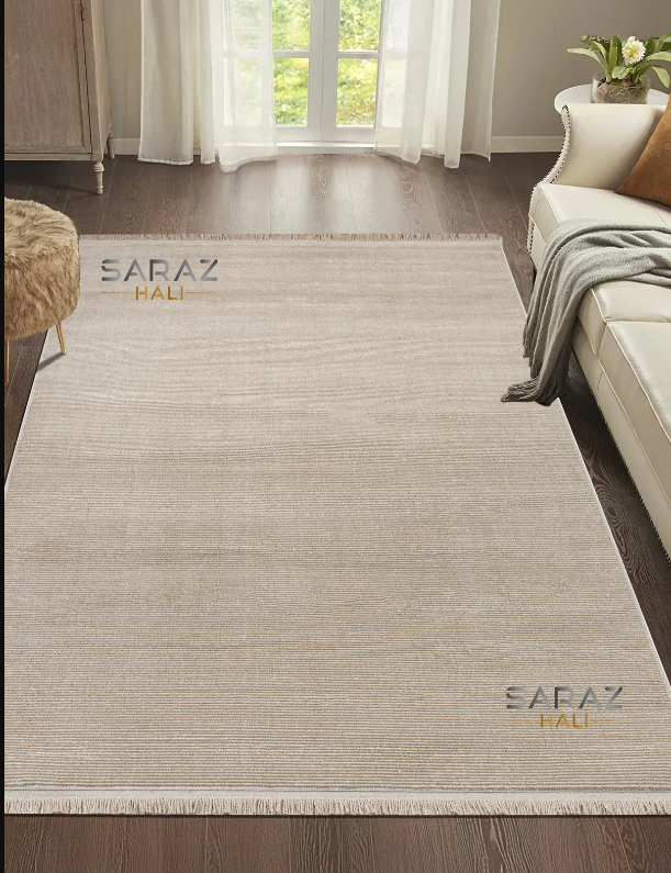 hazırlanıyorSaraz HalıParma Düz Vizon Model Dokuma Halı Kilim Yolluk Salon Halısı Modern Dokuma