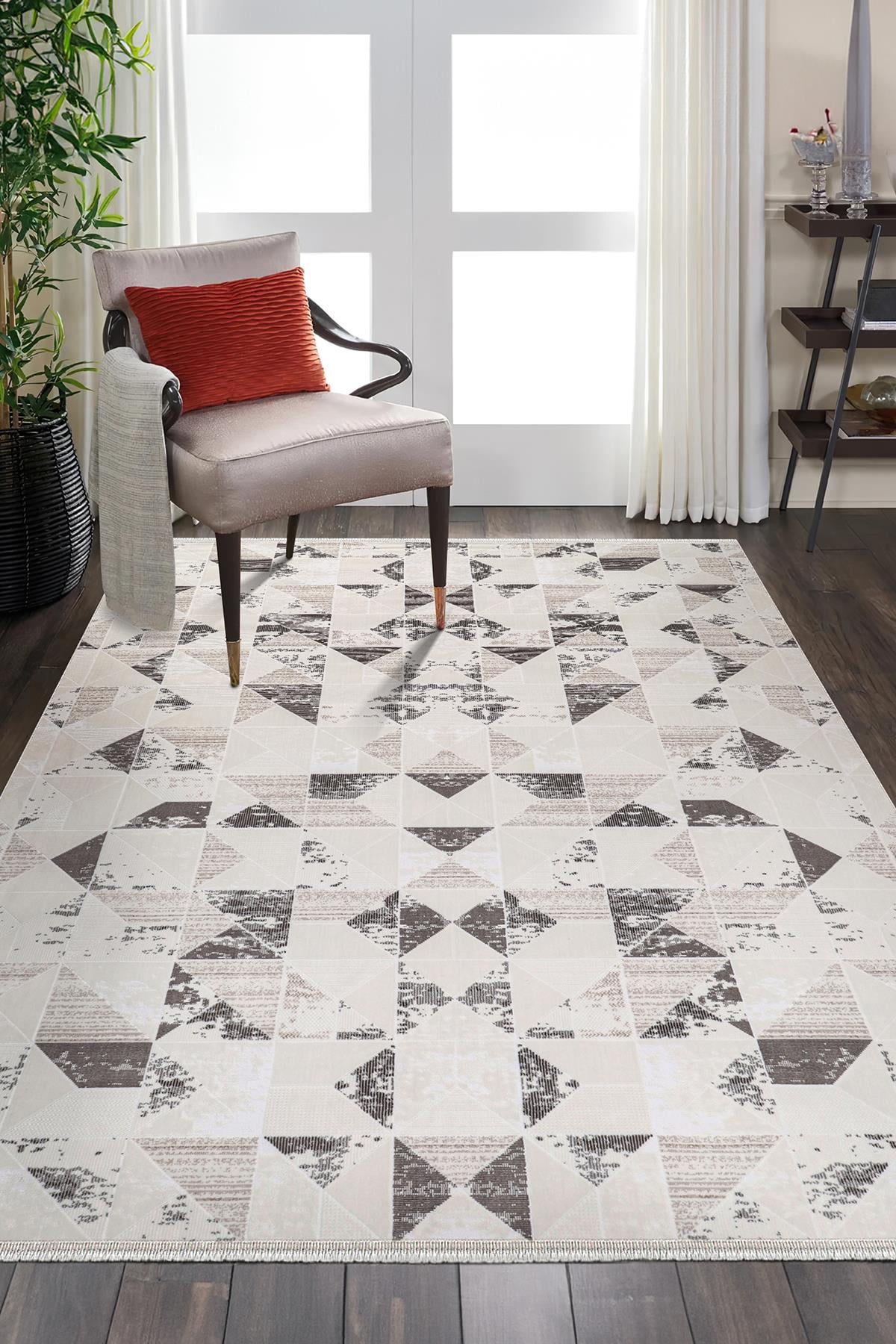 Kahve Bambu Halı – Modern İskandinav, Kaymaz ve Leke TutmazSARAZ HALIBambu Saten Halı Kilim Salon Mutfak Koridor Yolluk Dokuma Makine Halısı Petra 1 Kahve