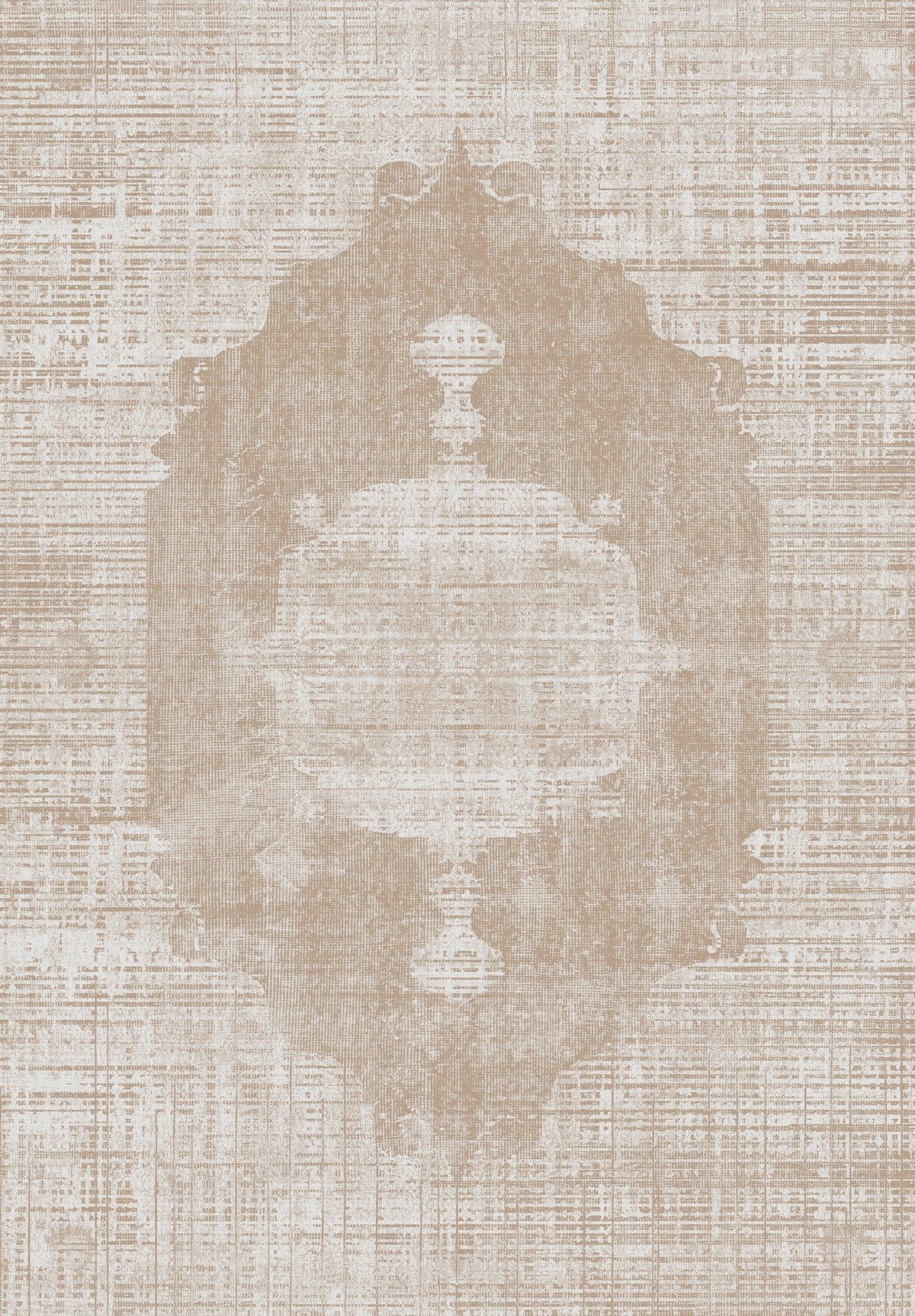 Modern Bej Krem Dokulu Klasik Desenli Baskı Şönil Kilim Kaymaz Taban Salon Oturma Odası Yatak Odası Kilimi SH14