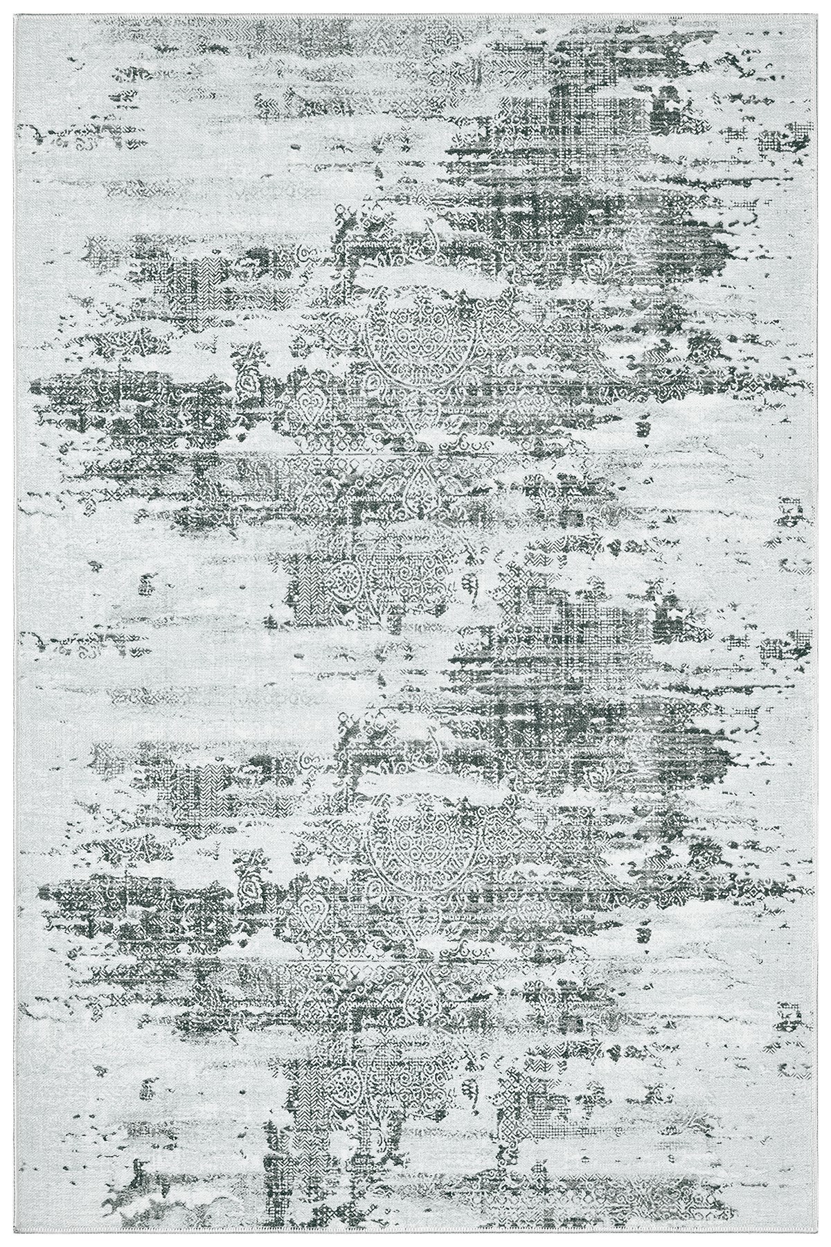 Modern Gri Antrasit Dokulu Soyut Desenli Baskı Şönil Kilim Kaymaz Taban Salon Oturma Odası Yatak Odası Kilimi SH13