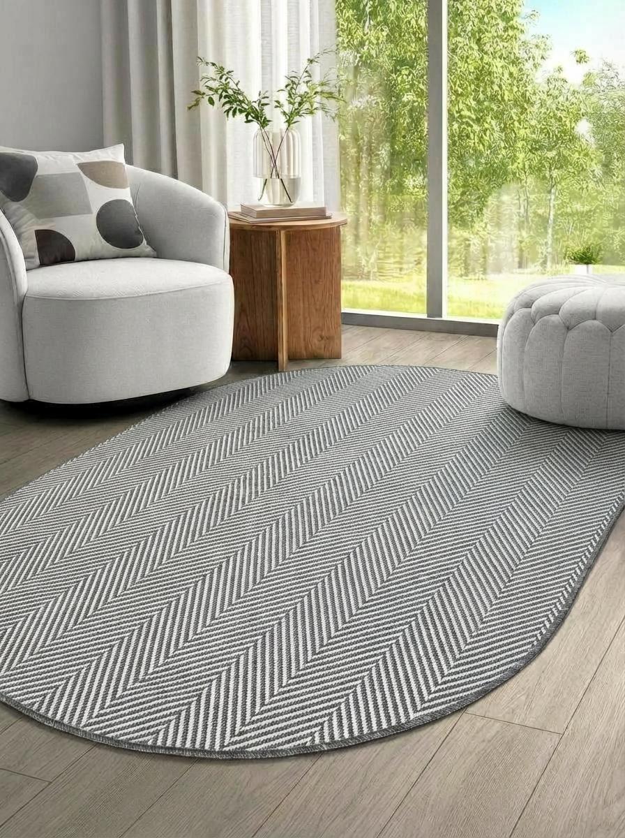 OVAL SİSAL Elit 1003 Gri Hasır Görünümlü Modern Salon Oturma Odası Dört Mevsim Halı
