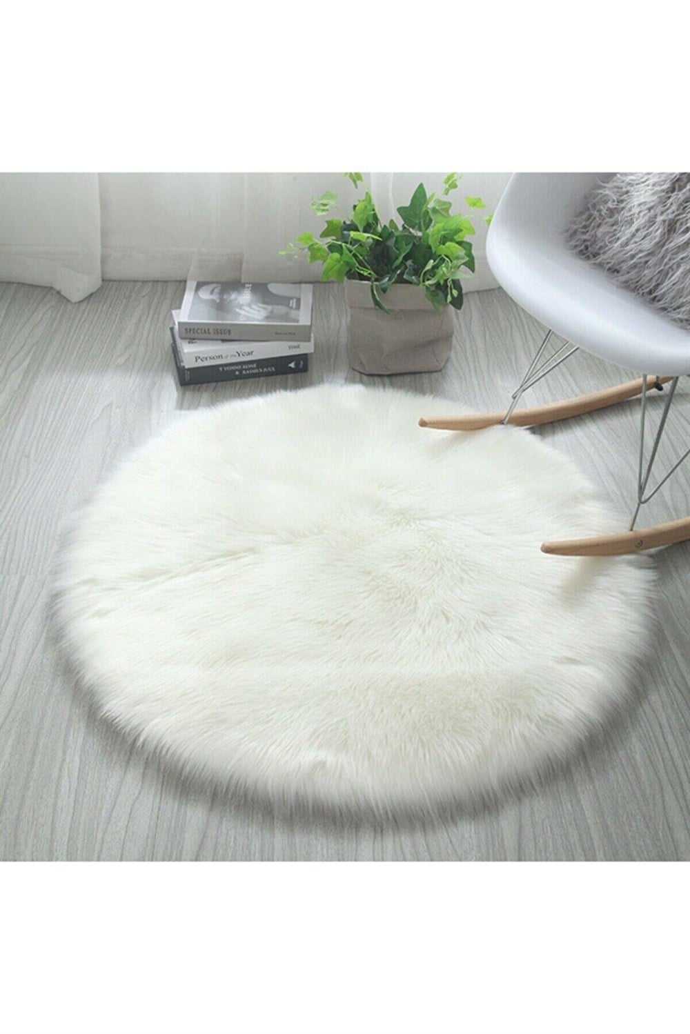 SARAZ HALI Puffy Peluş Yumoş Beyaz puffy peluş Yuvarlak
