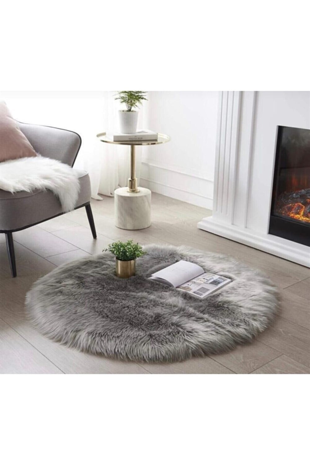SARAZ HALI Puffy Peluş Yumoş Gri MR12