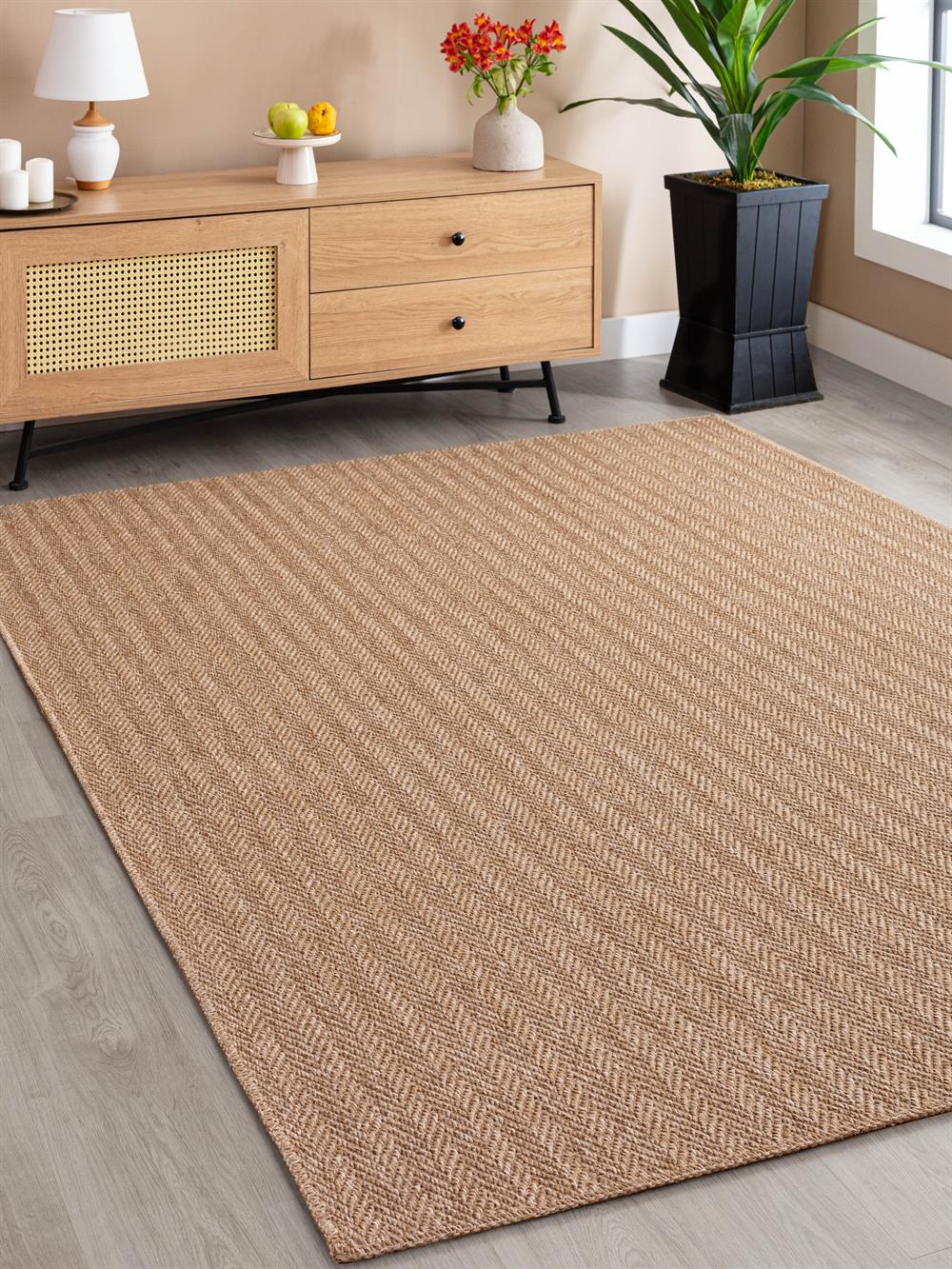 SARAZ HALI Saraz Halı SRZ-0503 Balık Sırtı Jüt Tabanlı Hasır Dokuma Örme Bohem Antialerjik Halı Kilim