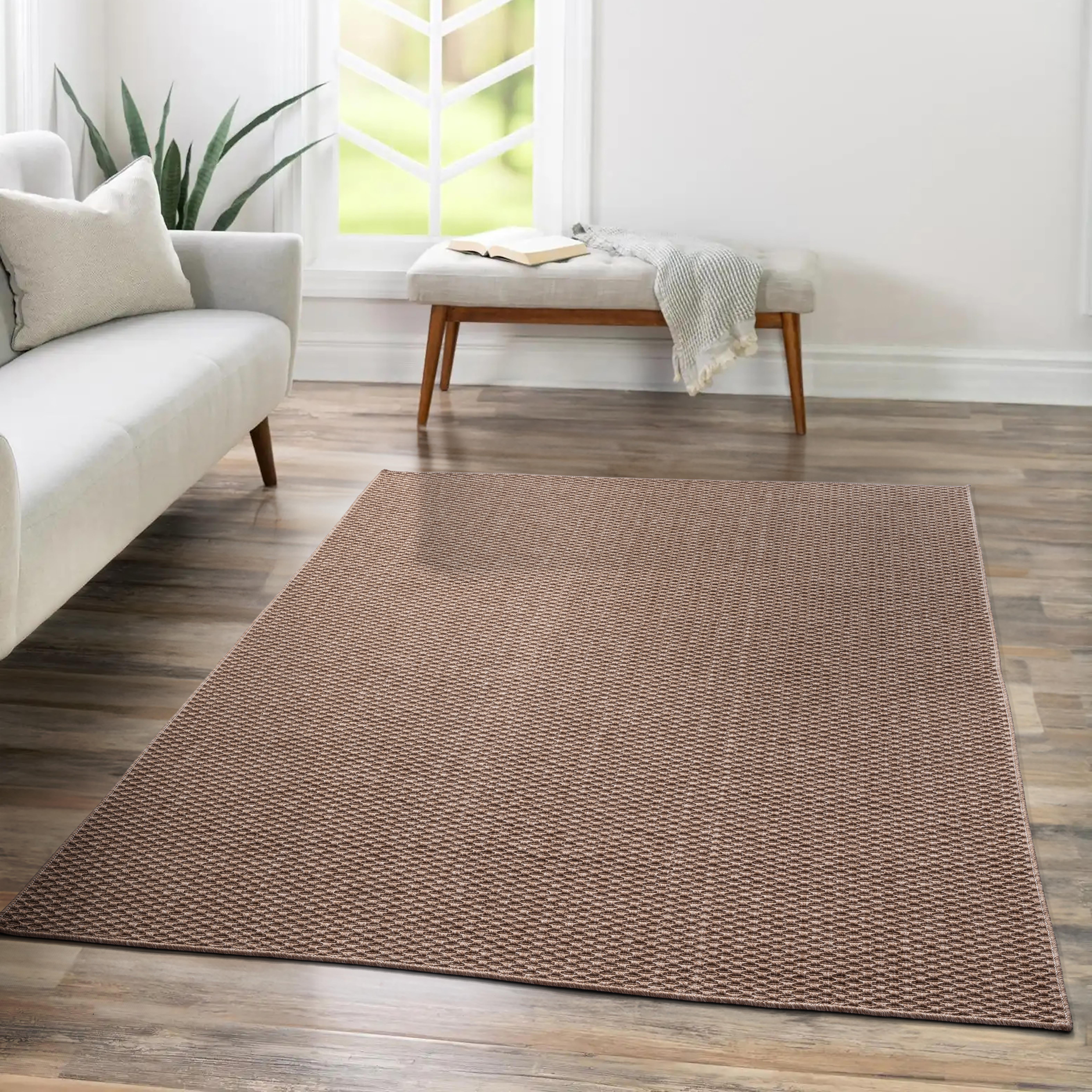 Sisal Serisi Kahve Tek Renk Kilim Halı | Saraz HalıSaraz HalıTM-01 Sisal Jut Hasır Model Tek Renk Dokuma Yıkanabilir Toz Vermez Halı Kahve