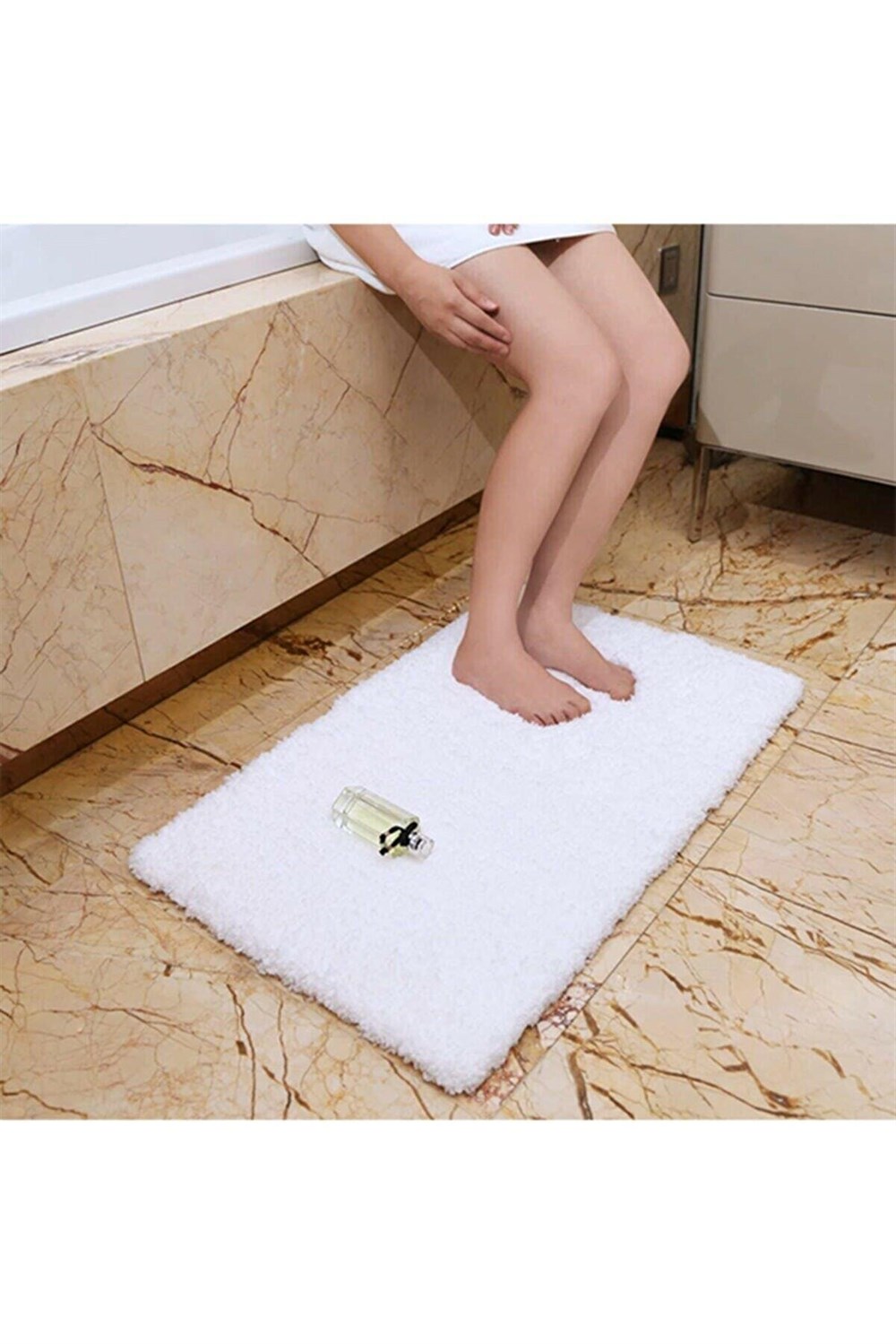 Soft 40x60 Beyaz Banyo Paspası Puffy Paspas panda40x60