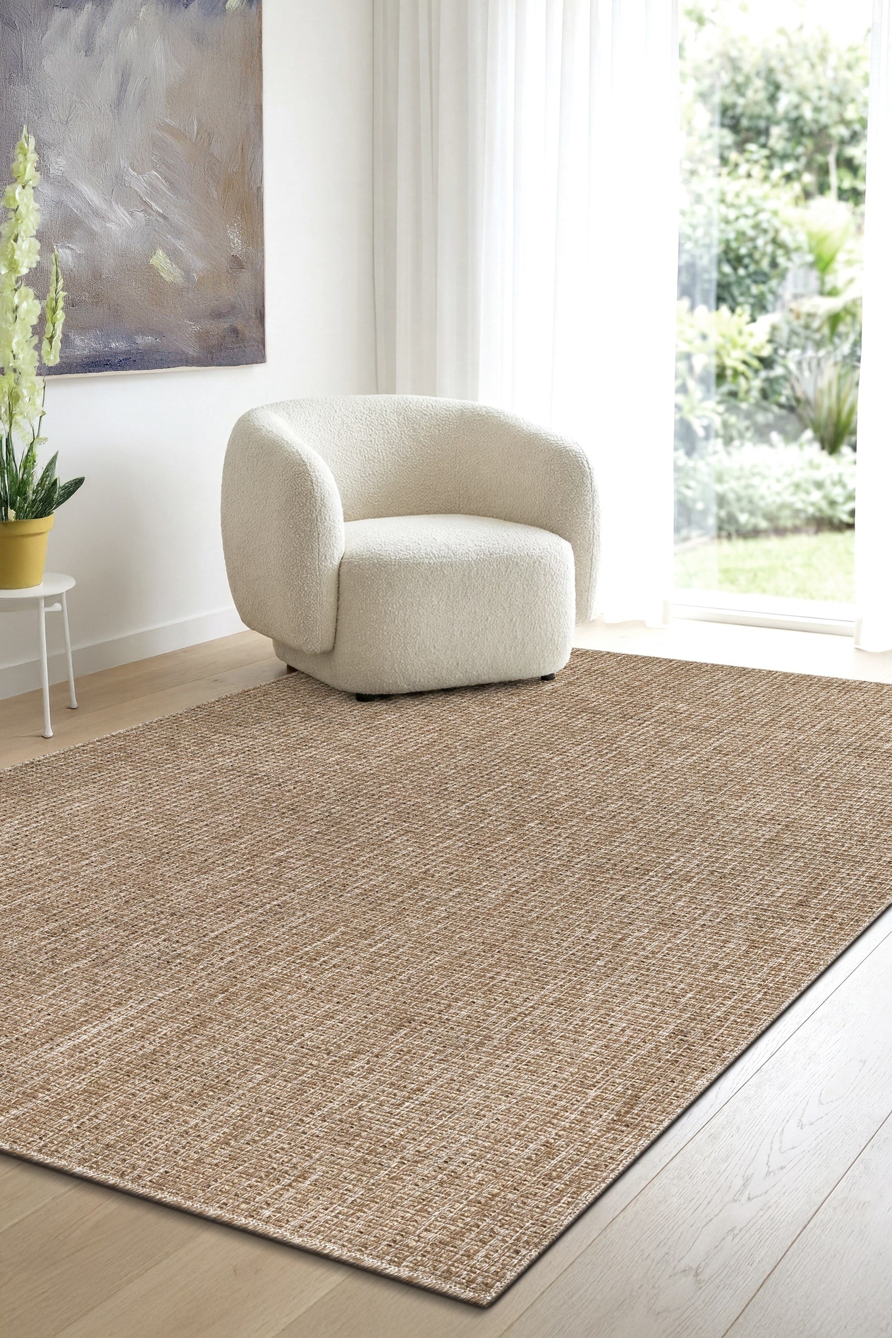 Srz-0465 Jüt Tabanlı Hasır Kaymaz Dokuma Örme Bohem Antialerjik Halı Kilim Salon Halısı