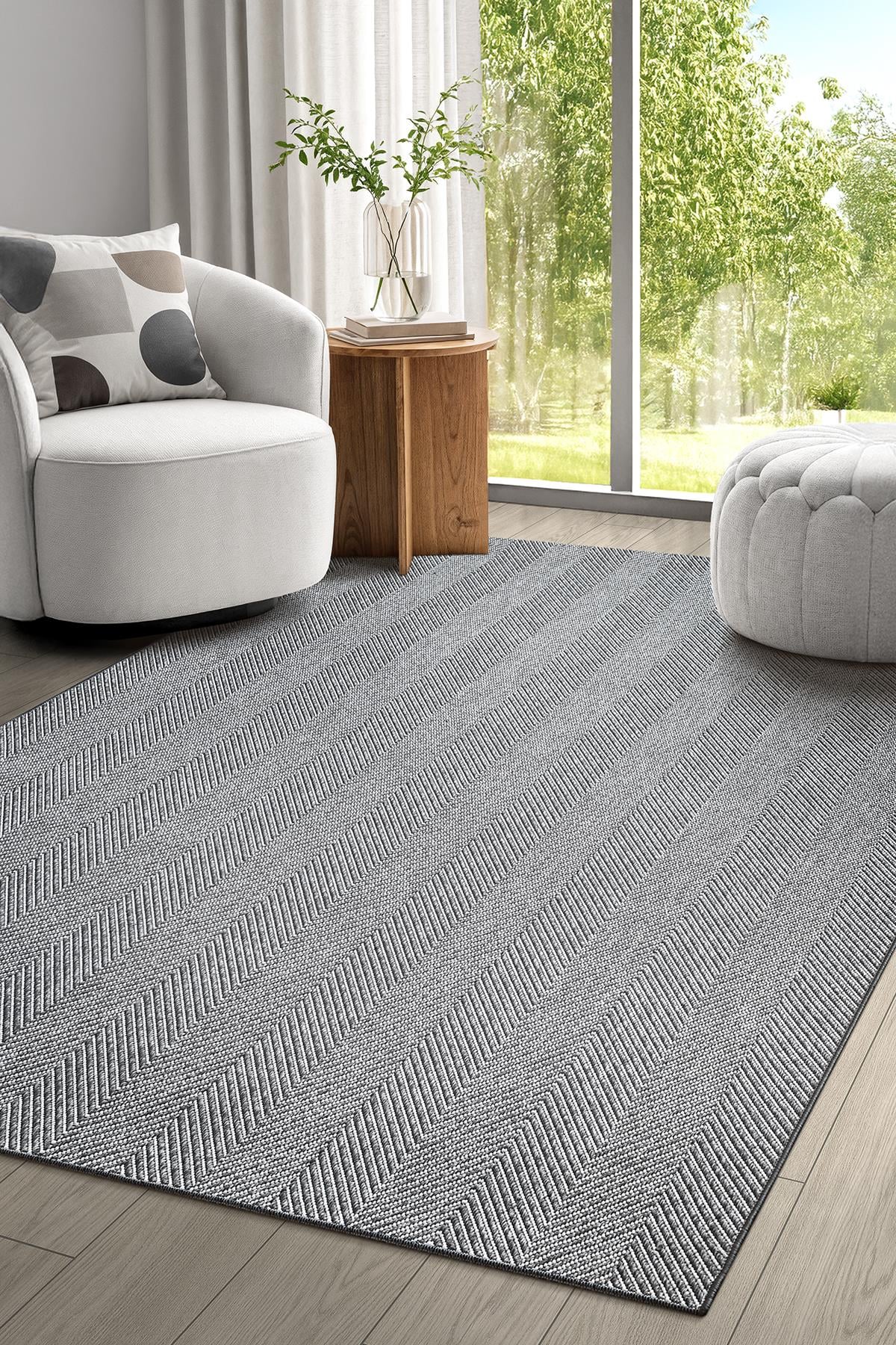 Tek Renk Antrasit Balık Sırtı Sisal Halı – Kaymaz & YıkanabilirSARAZ HALIElit Premium Sisal Jut Halı 1002 - Antrasit Balık Sırtı Desen