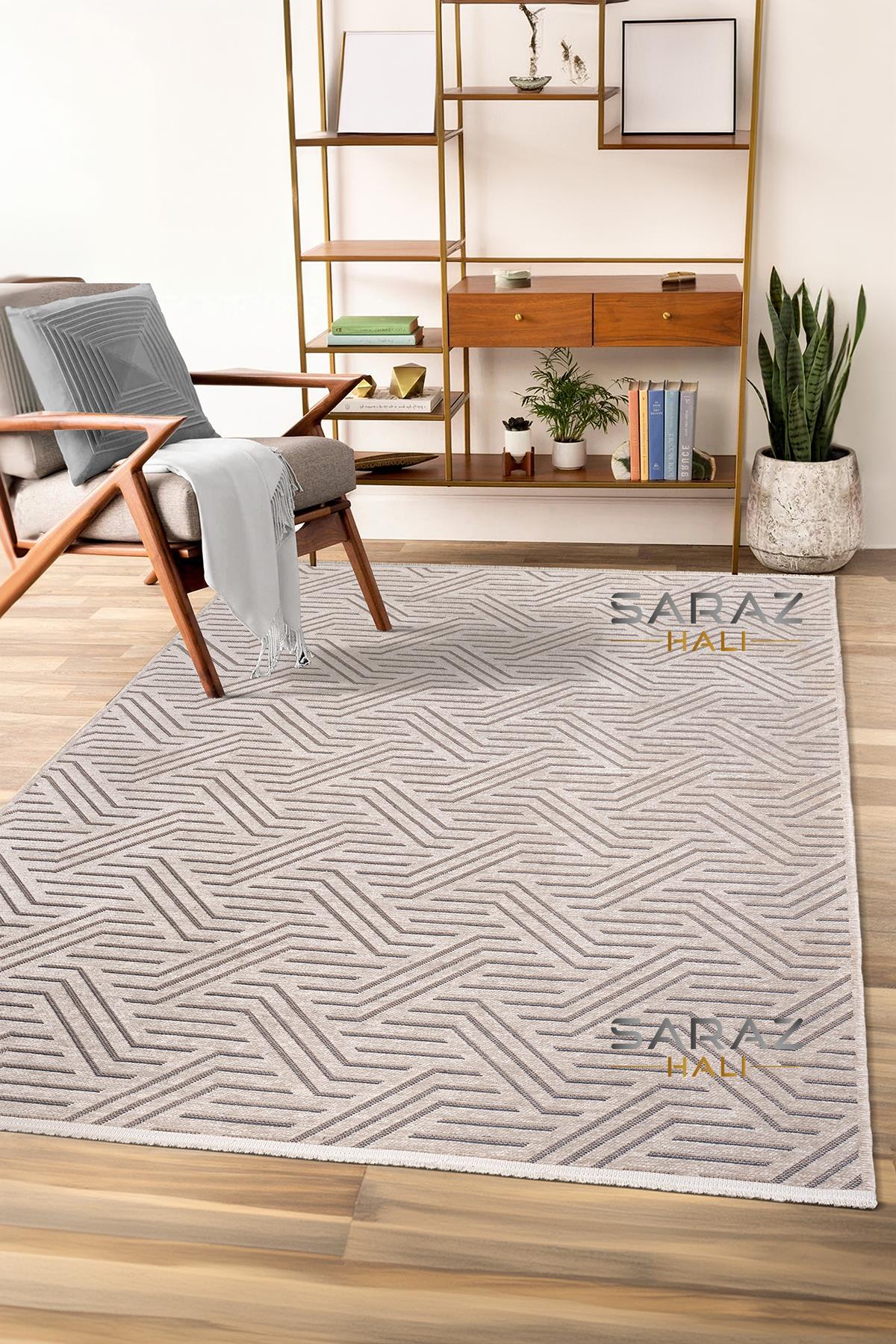 TİCİMAXSARAZ HALIŞönil Dokuma Kayma Yapmaz Makinede Yıkanabilir Leke Tutmaz Kesme Bohem Kilim Vizon