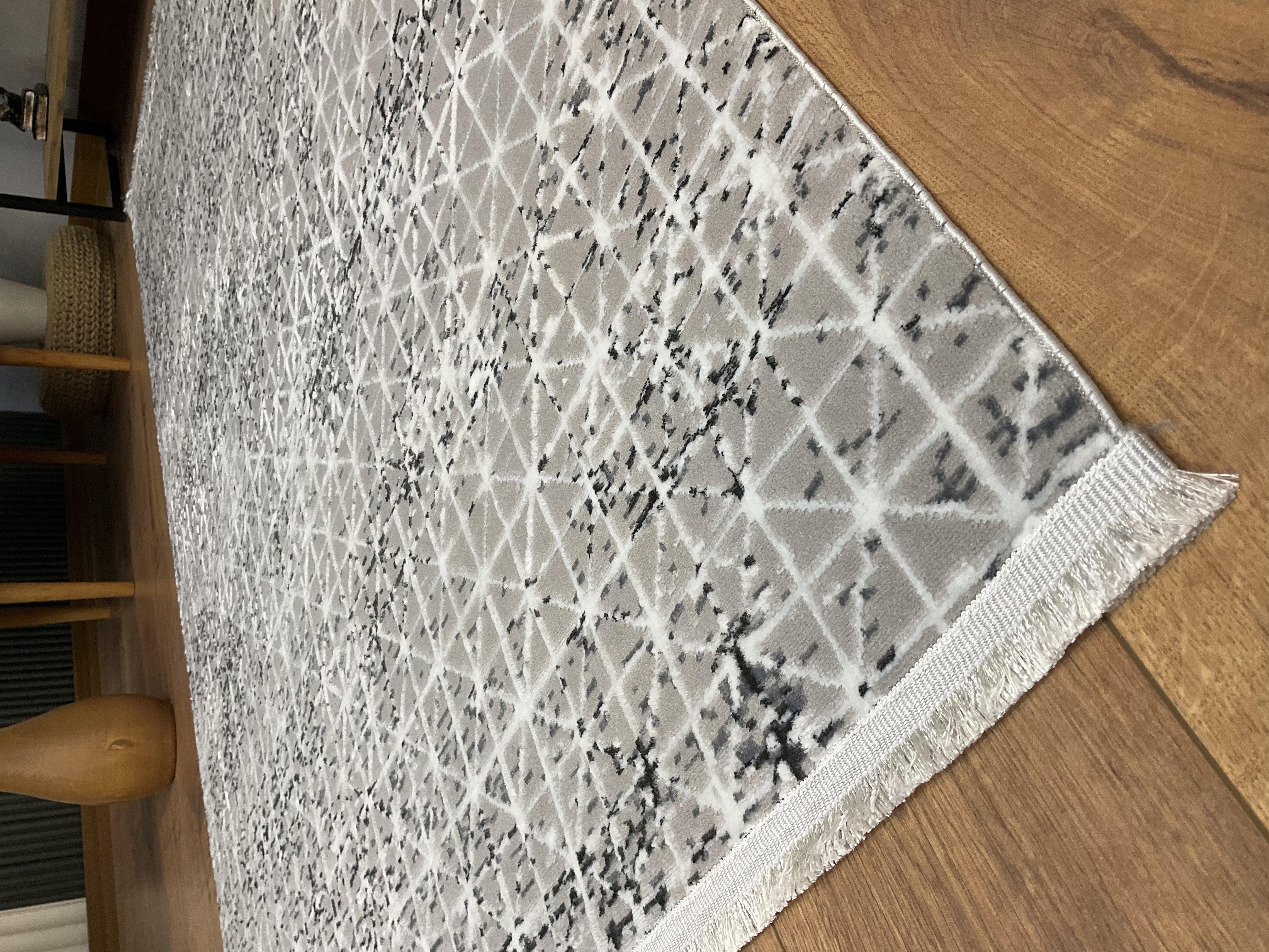 TİCİMAXSARAZ HALIYıldız Serisi Saten Bambu Kadife Yıkanabilir Halı Gri