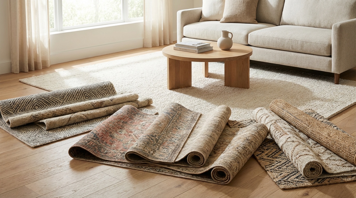 ev dekorasyonunda trend sisal halı modeli