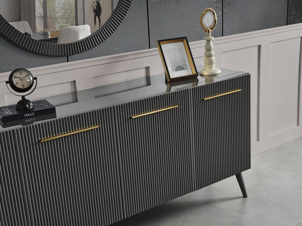 Çırağan Antrasit Yemek Odası Takımı