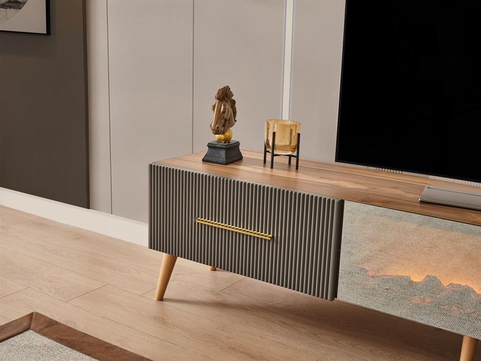 Çırağan Şömineli Ceviz Tv Ünite Takımı