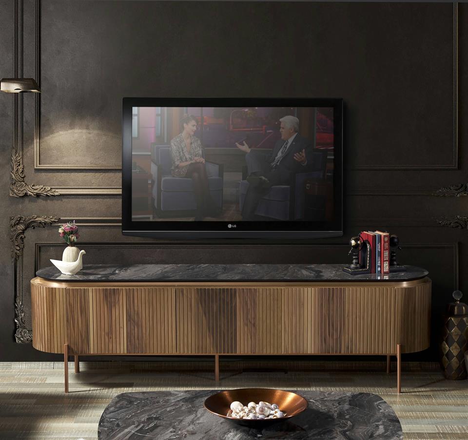 Tesla Ceviz Bronz Tv Ünite Takımı
