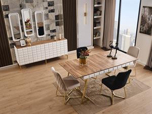 Ağva Ceviz Ekru Yemek Odası Takımı