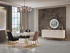 Beykoz Beyaz Yemek Odası Takımı