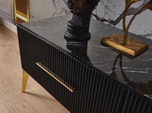 Beykoz Siyah Şömineli Tv Ünite Takımı