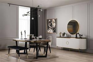 Tesla Ekru Gold Yemek Odası Takımı