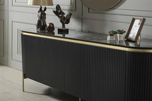 Tesla Siyah Gold Yemek Odası Takımı