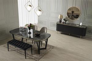 Tesla Siyah Gold Yemek Odası Takımı