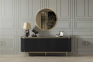 Tesla Siyah Gold Yemek Odası Takımı