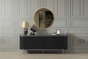 Tesla Siyah Gümüş Yemek Odası Takımı