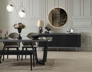 Tesla Siyah Gümüş Yemek Odası Takımı