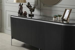 Tesla Siyah Gümüş Yemek Odası Takımı