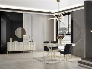 Venedik Ekru Yemek Odası Takımı