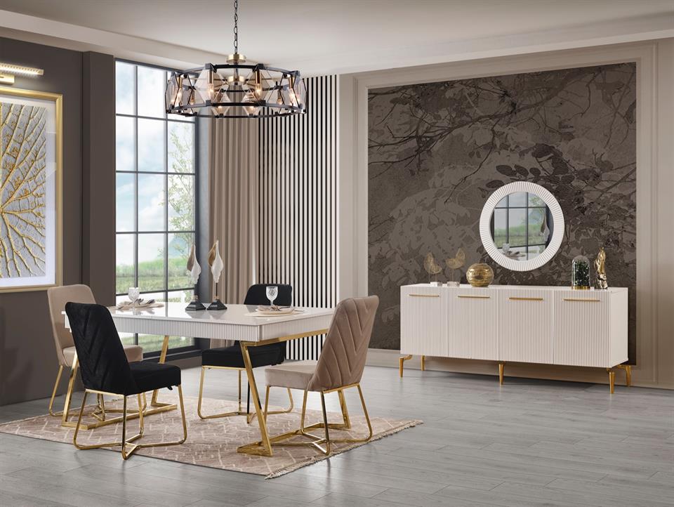 Beykoz Beyaz Yemek Odası Takımı