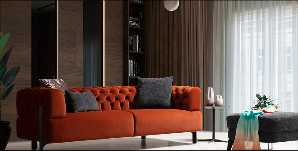 Cratos Truncu Seri 3 Lü kapitoneli Koltuk