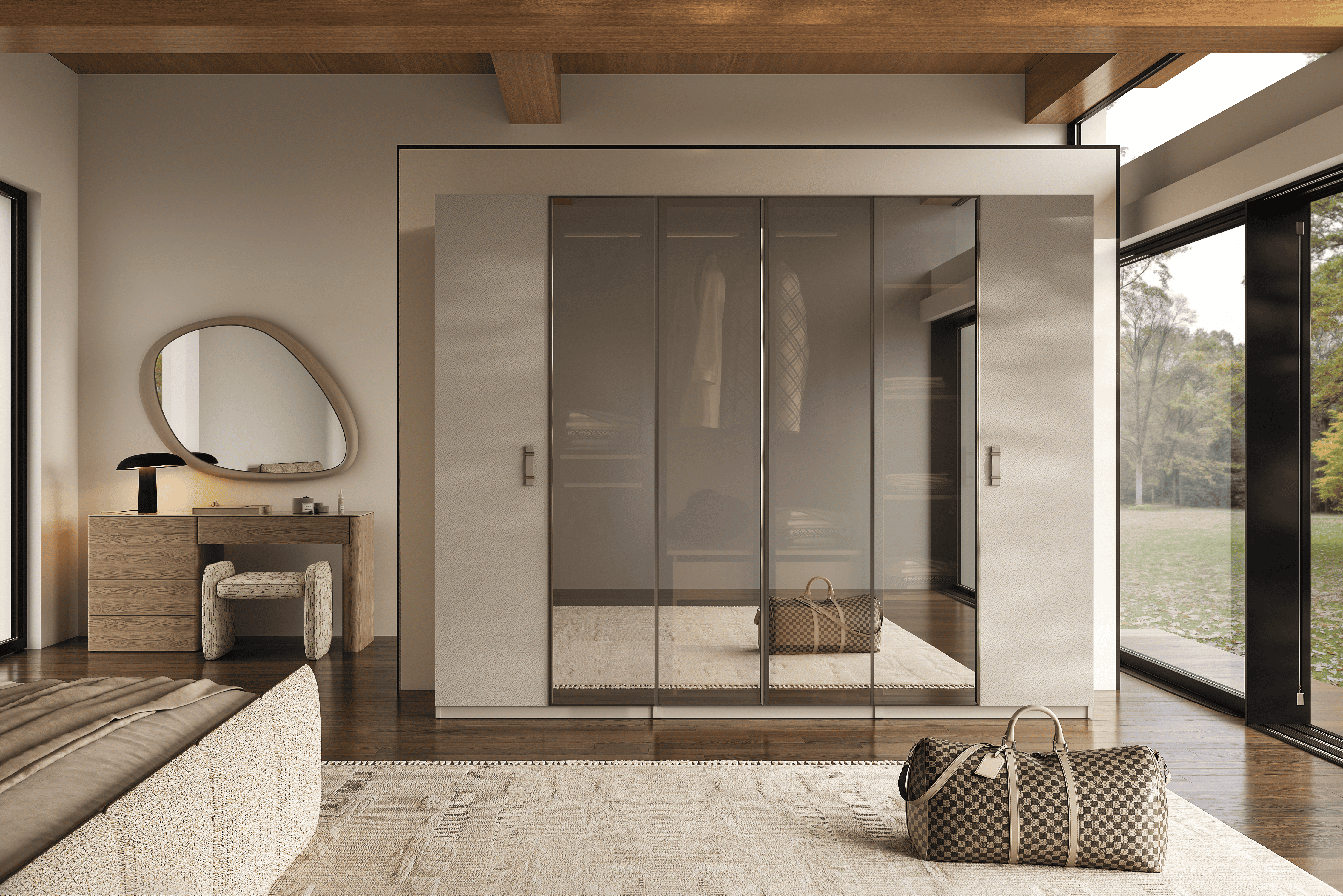 Enya 2 Kapılı Cam Kapak Askılıklı Dolap