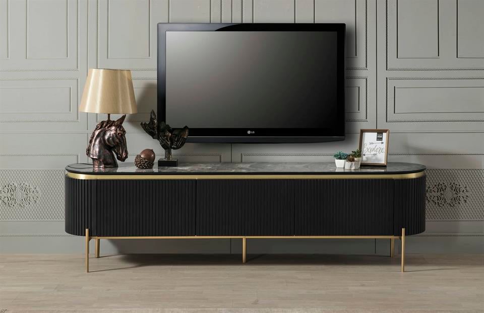 Tesla Siyah Gold Tv Alt Blok