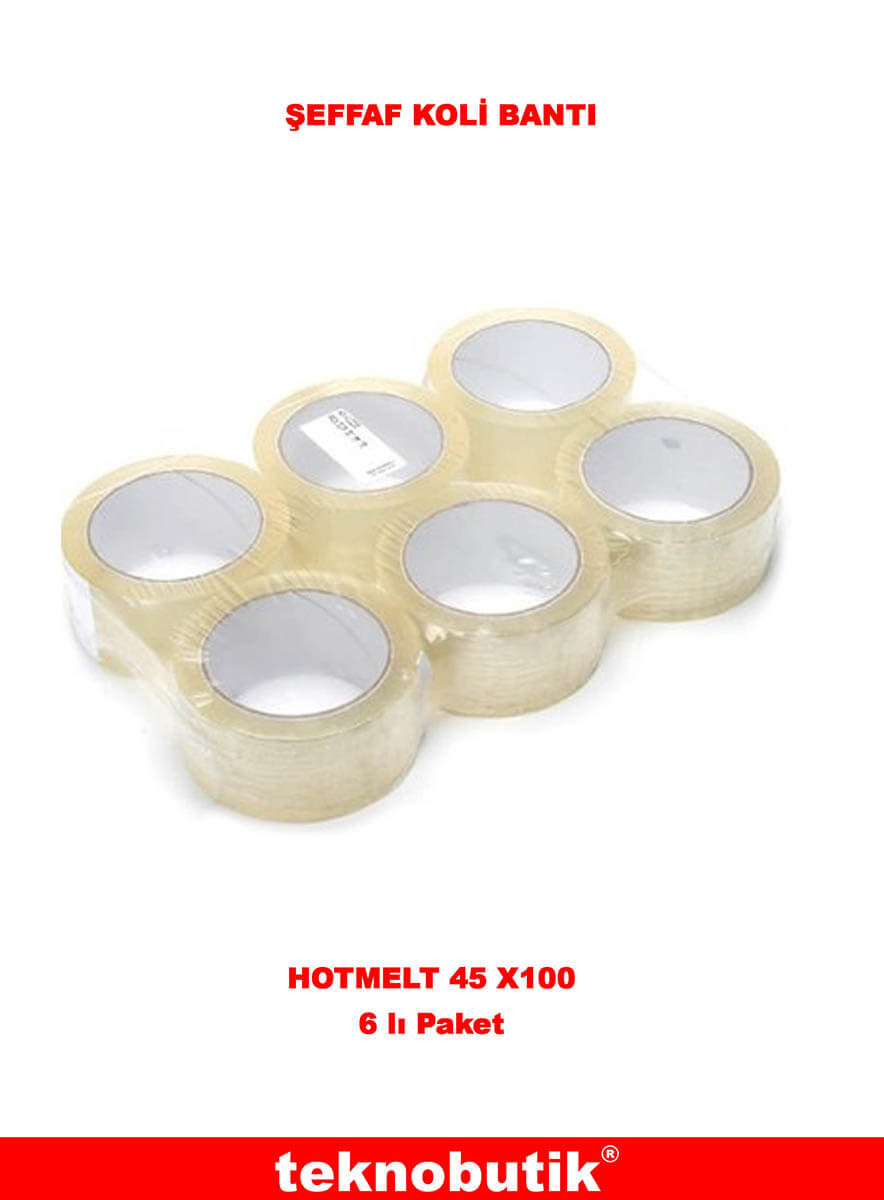 45x100 Hotmelt Şeffaf Koli Bantı 6 lı Paket
