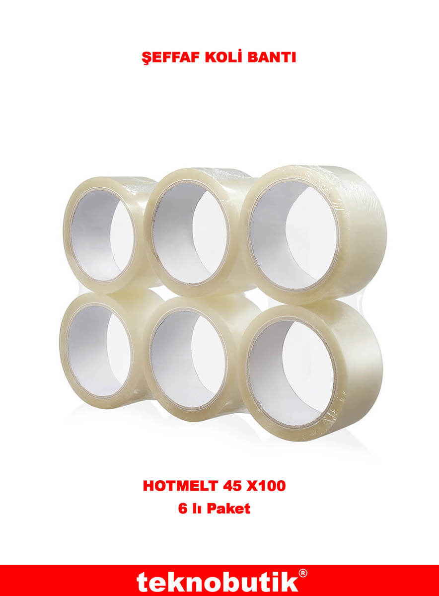 45x100 Hotmelt Şeffaf Koli Bantı 6 lı Paket
