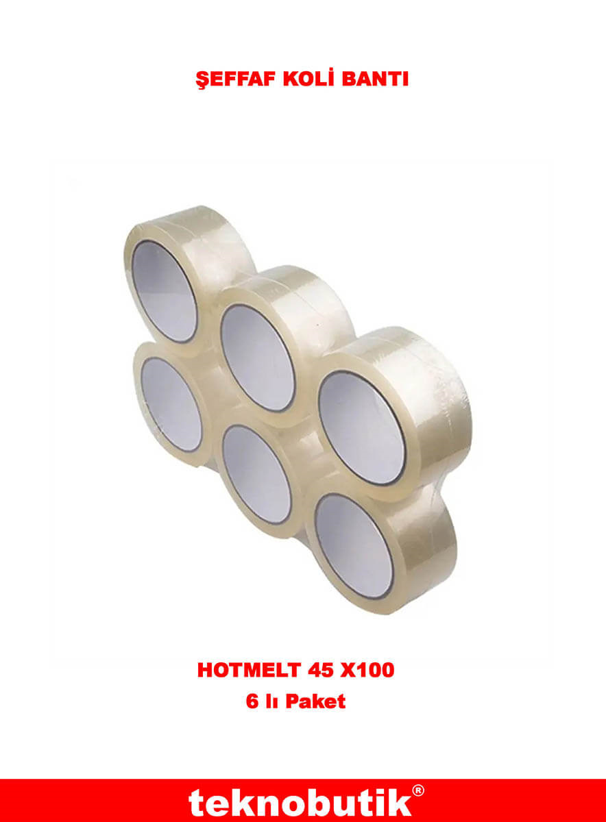 45x100 Hotmelt Şeffaf Koli Bantı 6 lı Paket